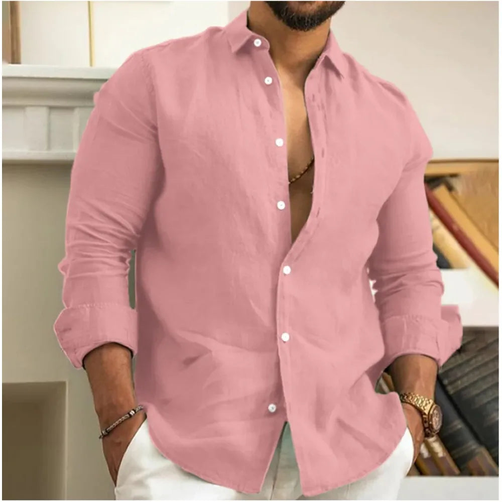 Kieran | Men's Classic Linen Blend Button Down Shirt