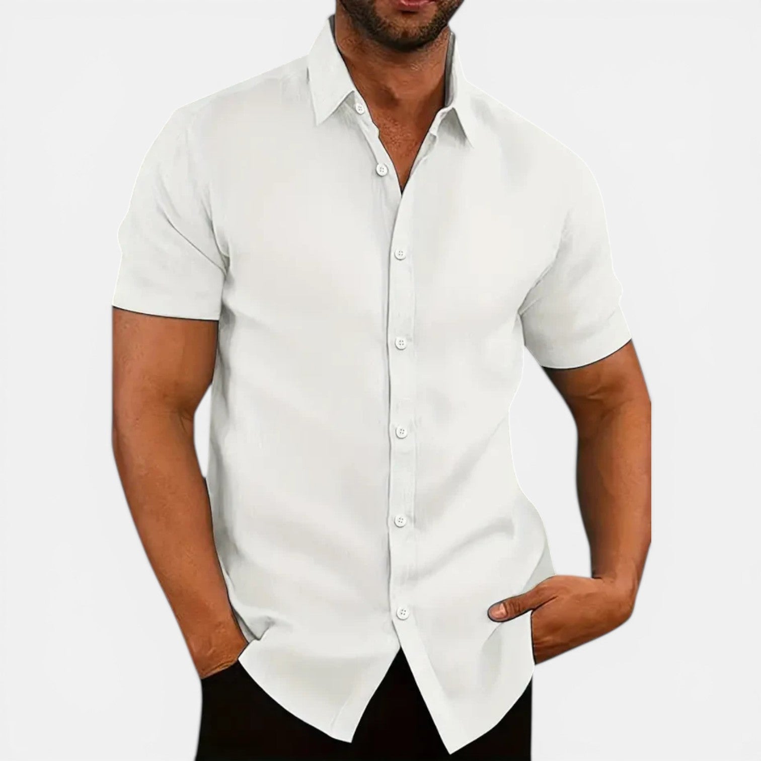 Trent | Men's Shirt Short Sleeve Linen Style Business Casual