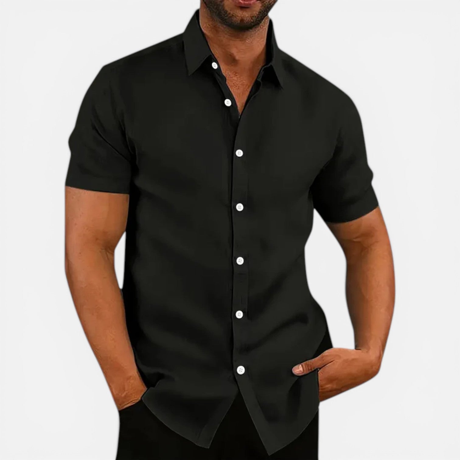 Trent | Men's Shirt Short Sleeve Linen Style Business Casual