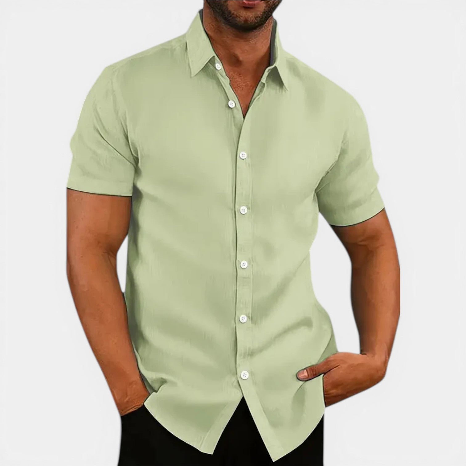 Trent | Men's Shirt Short Sleeve Linen Style Business Casual