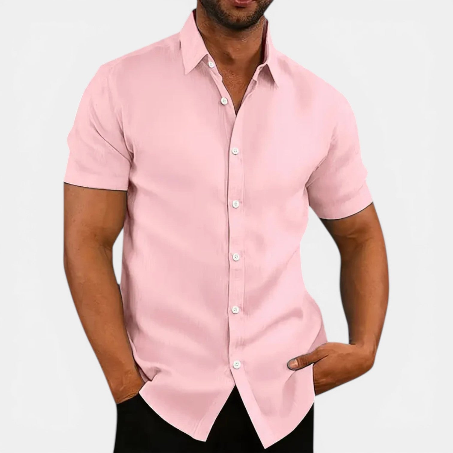 Trent | Men's Shirt Short Sleeve Linen Style Business Casual