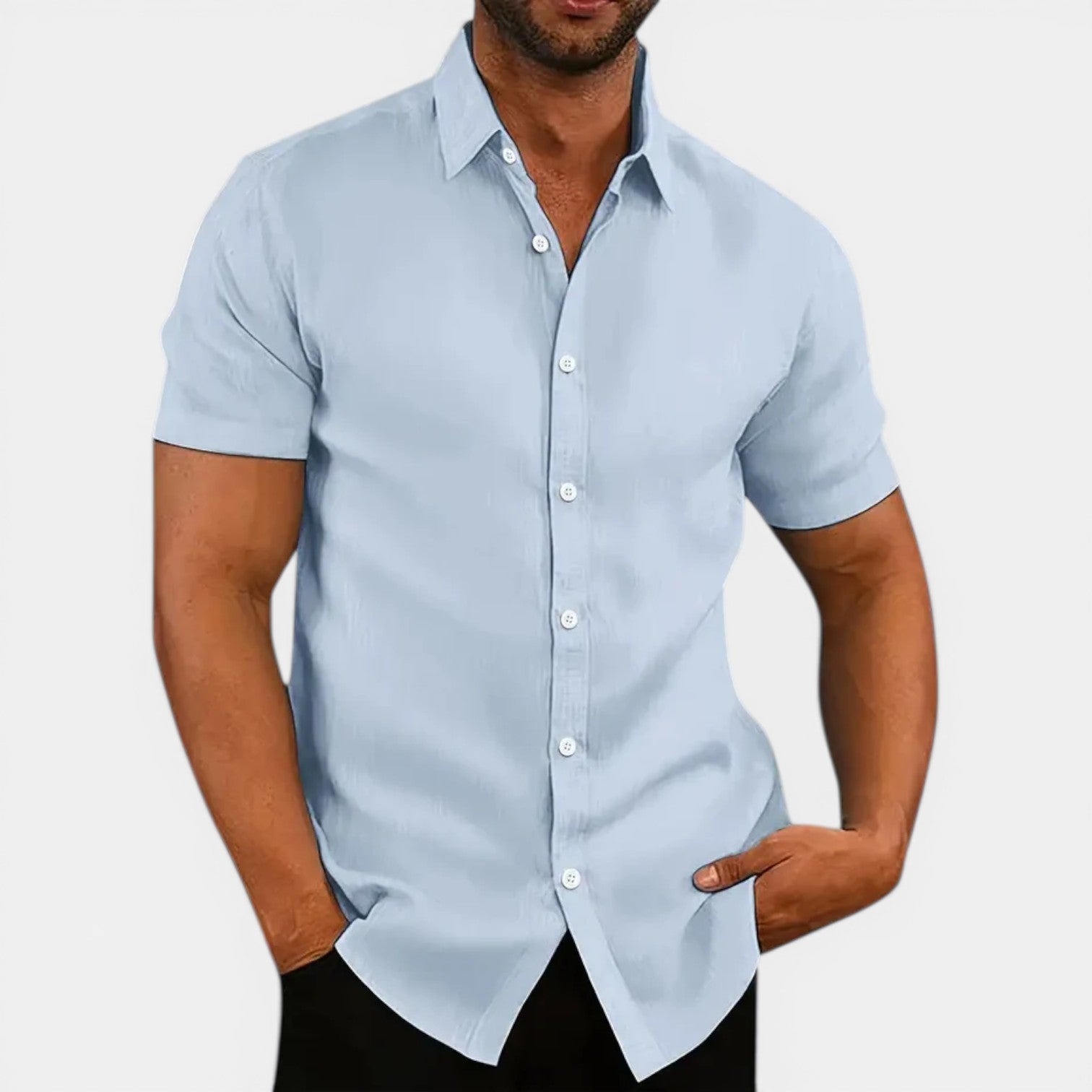 Trent | Men's Shirt Short Sleeve Linen Style Business Casual