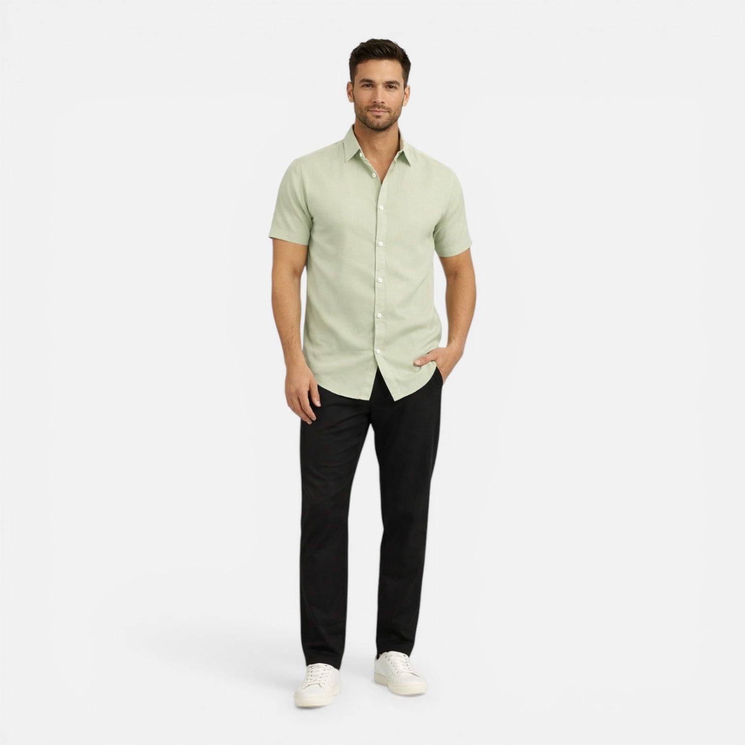 Trent | Men's Shirt Short Sleeve Linen Style Business Casual