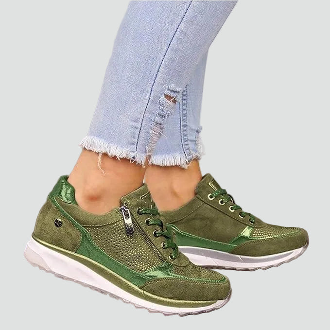 Celestiana | Orthopedic Rhinestone Zip Sneakers