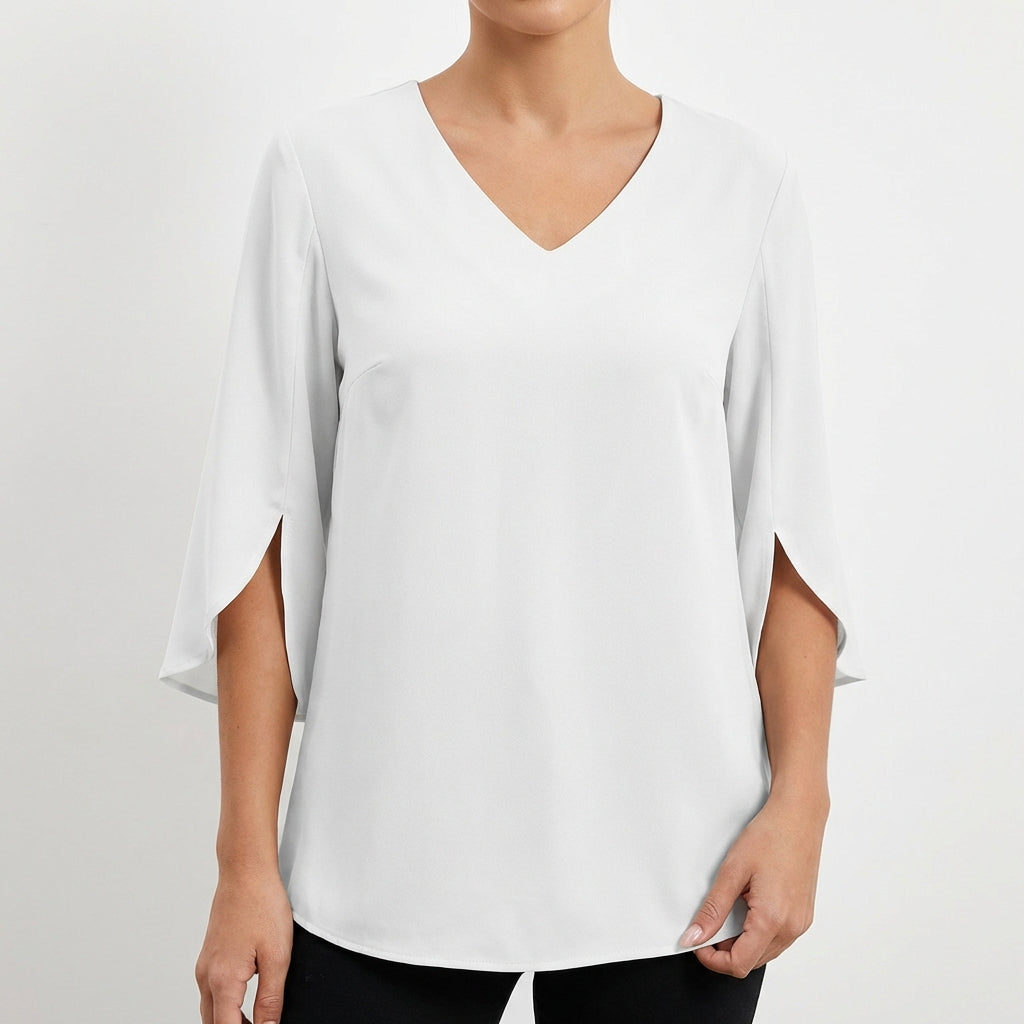 Camille | Elegant Split Sleeve V-Neck Blouse