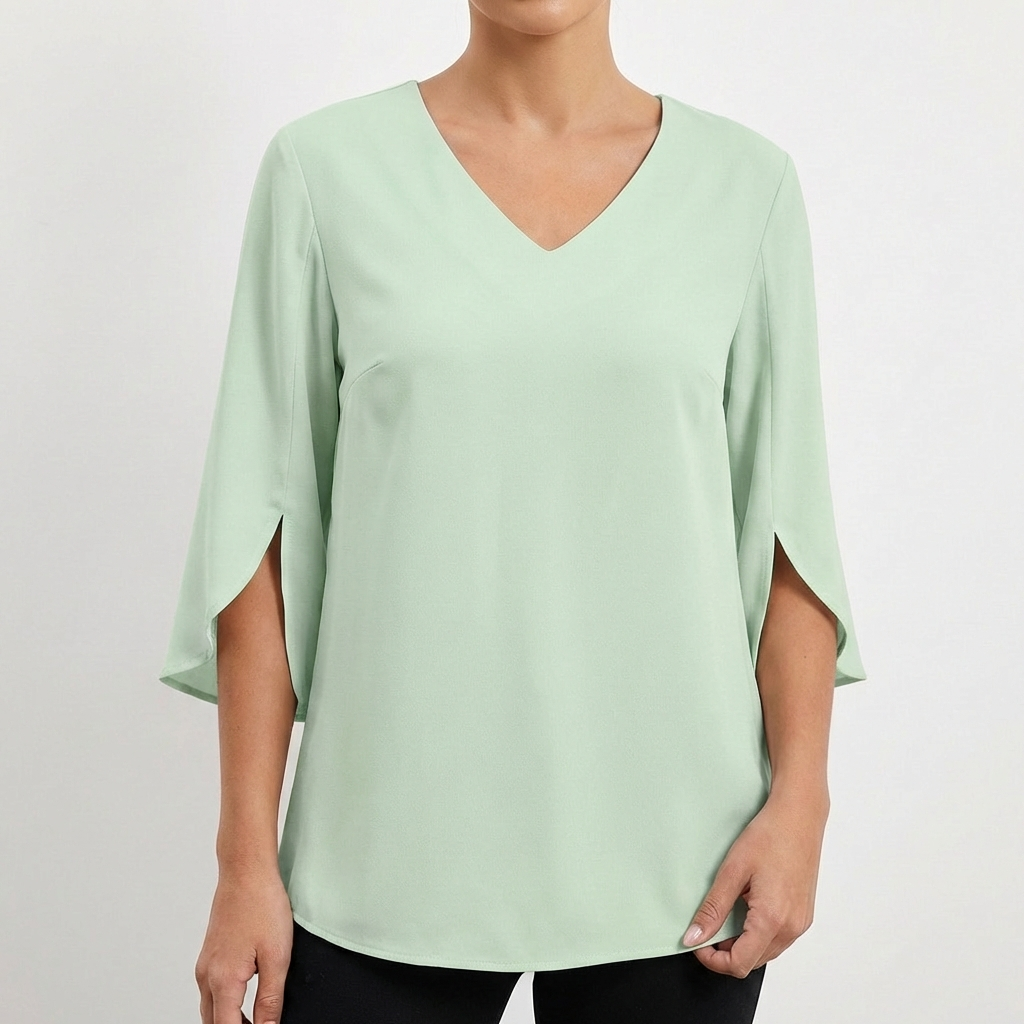 Camille | Elegant Split Sleeve V-Neck Blouse