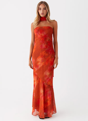 Ophelia | Elegant Floral Strapless Maxi Dress