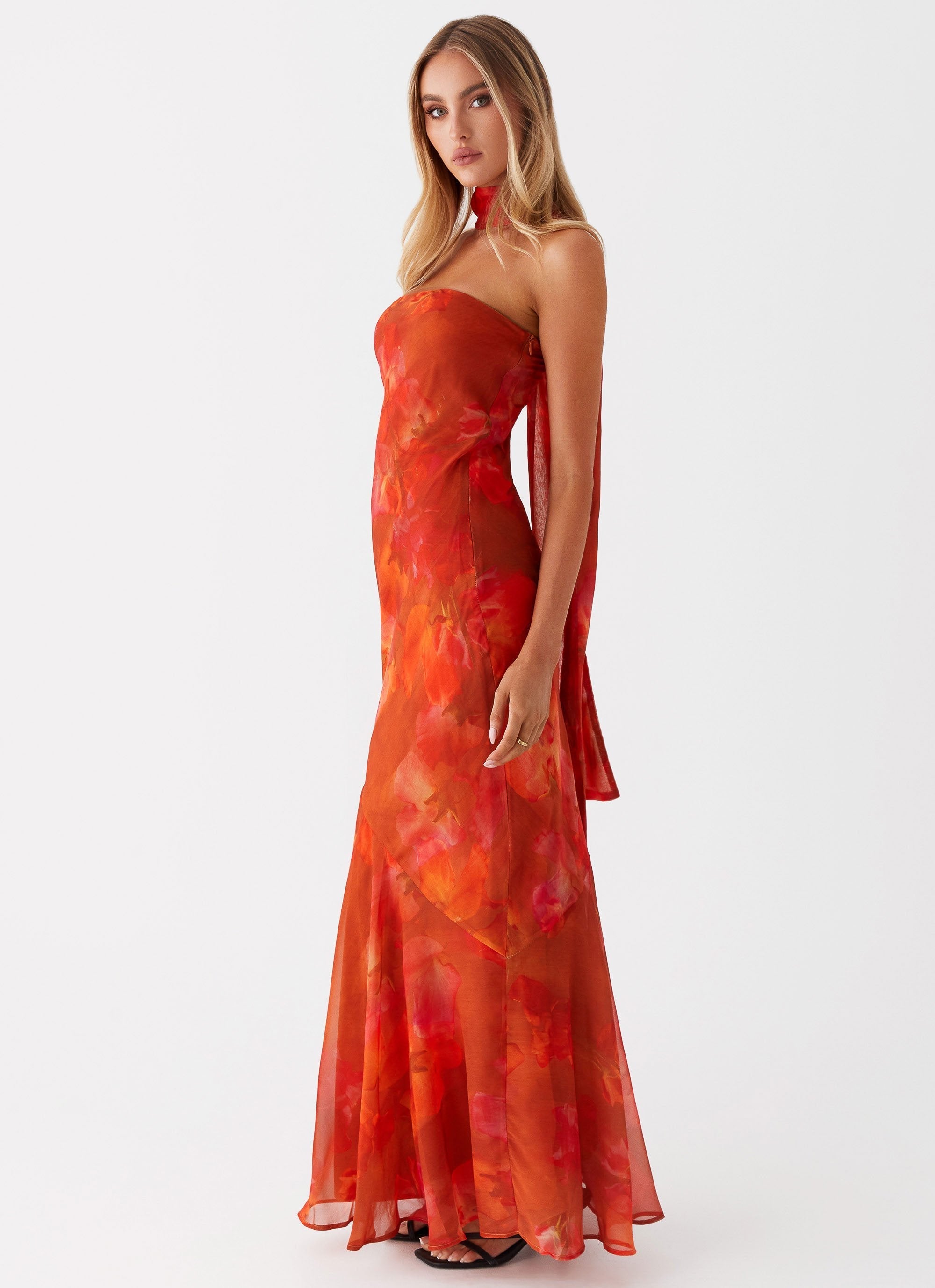 Ophelia | Elegant Floral Strapless Maxi Dress