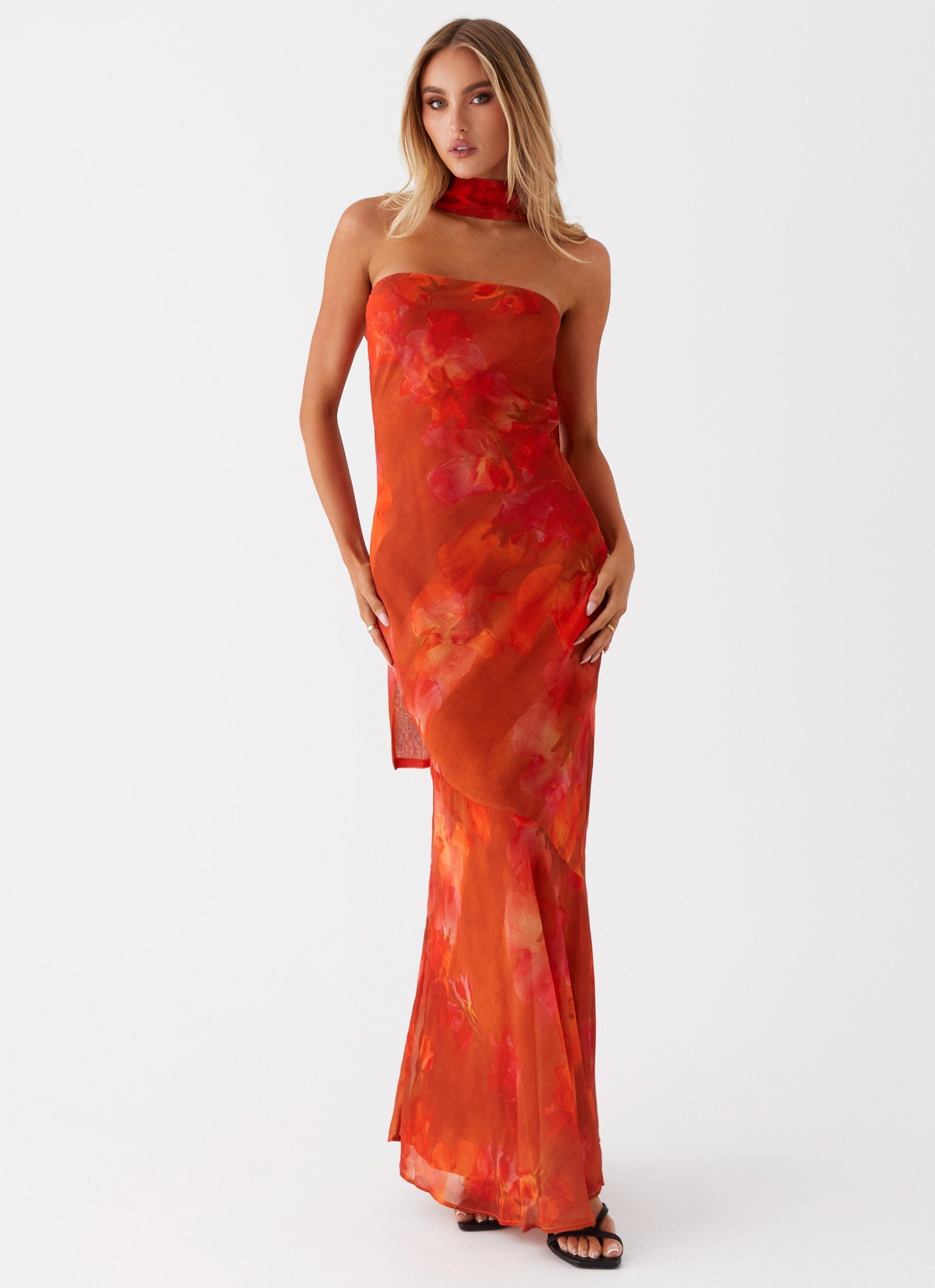 Ophelia | Elegant Floral Strapless Maxi Dress