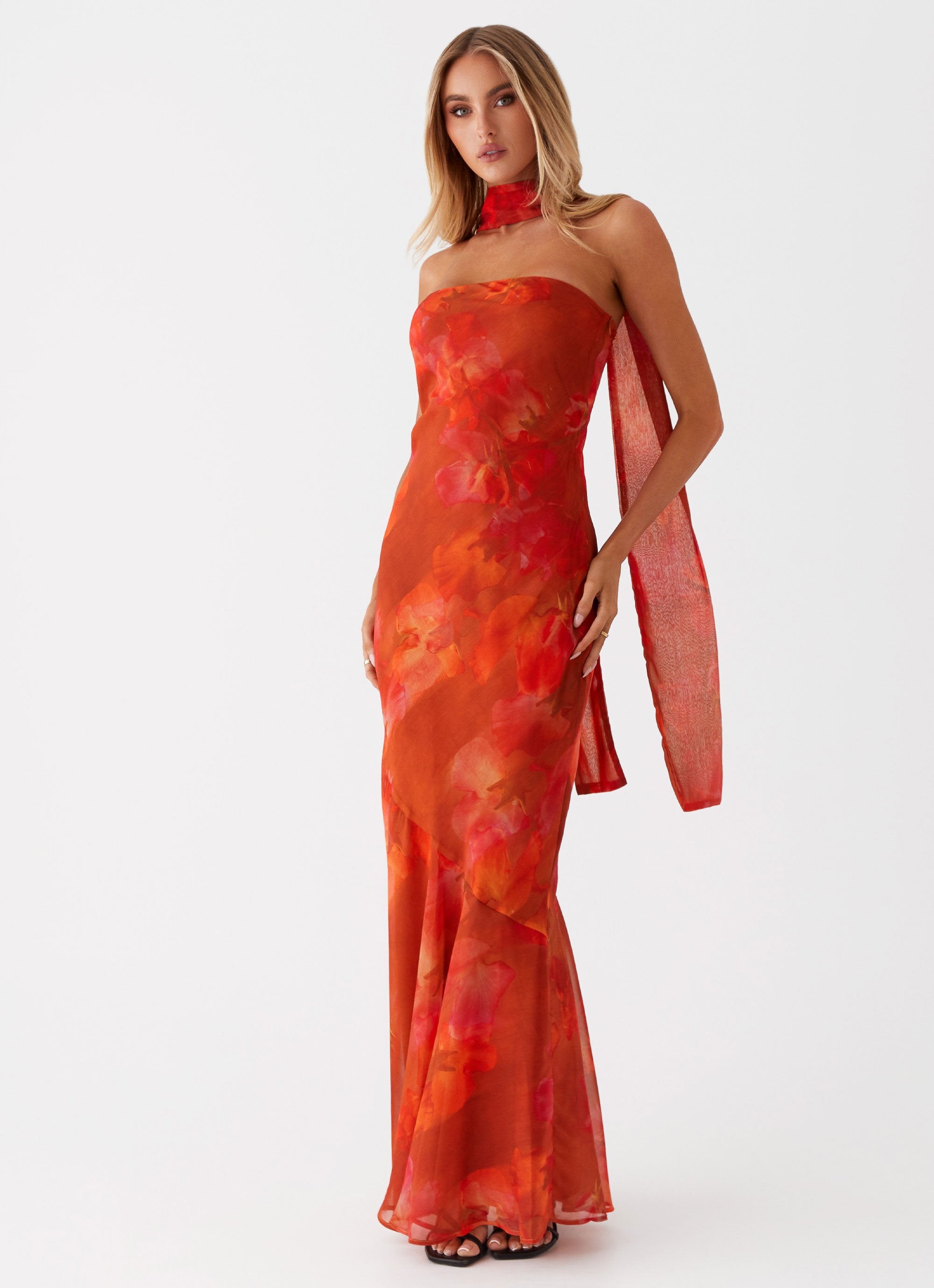 Ophelia | Elegant Floral Strapless Maxi Dress