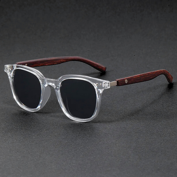 Men's Casual Cedar Wood Patterned Sunglasses with Classic Round Frames