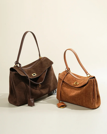 Women’s Structured Shoulder Bag with Flap Closure and Top Handle