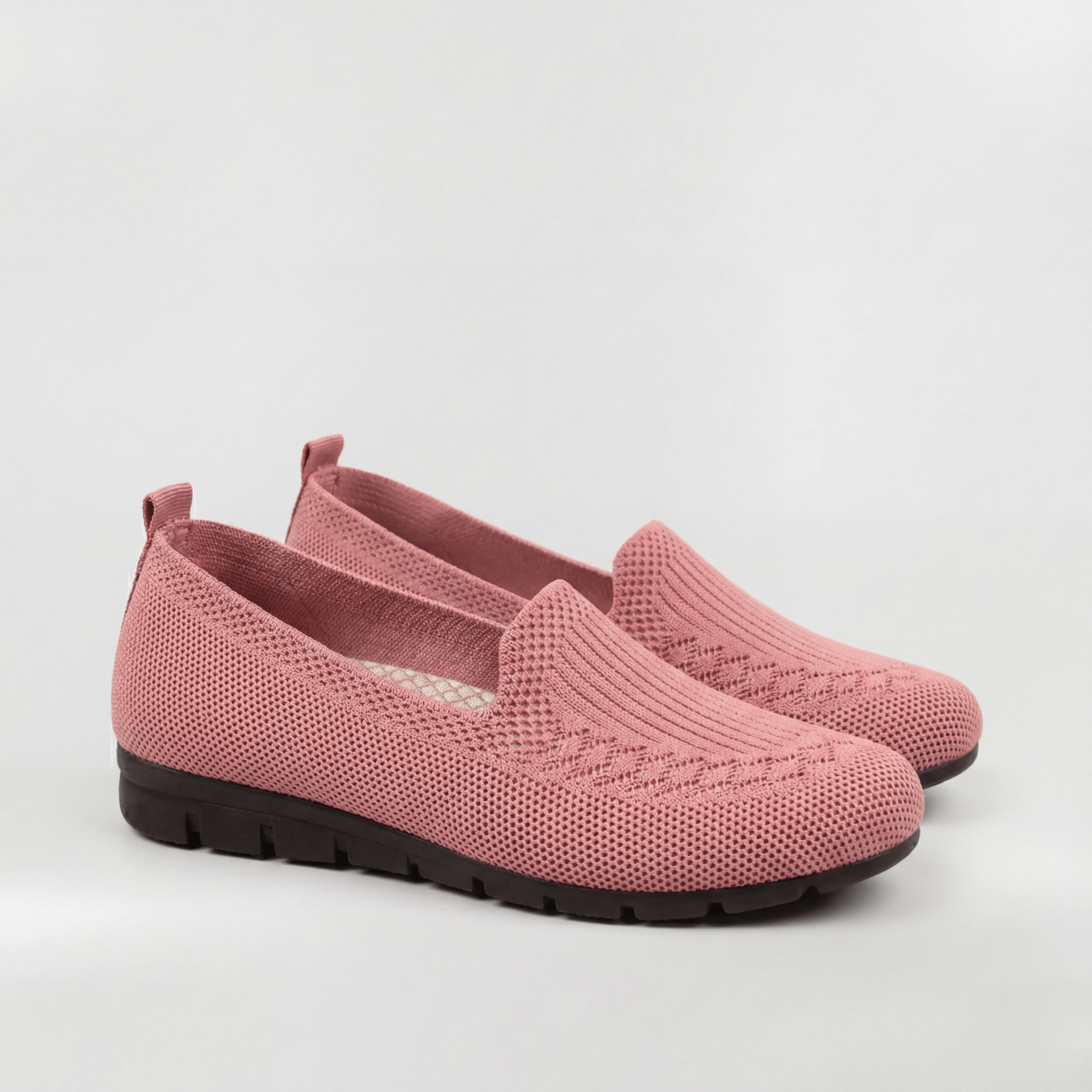 Women's Slip-On Loafers Mesh Upper Low Wedge Heel Pull Tab