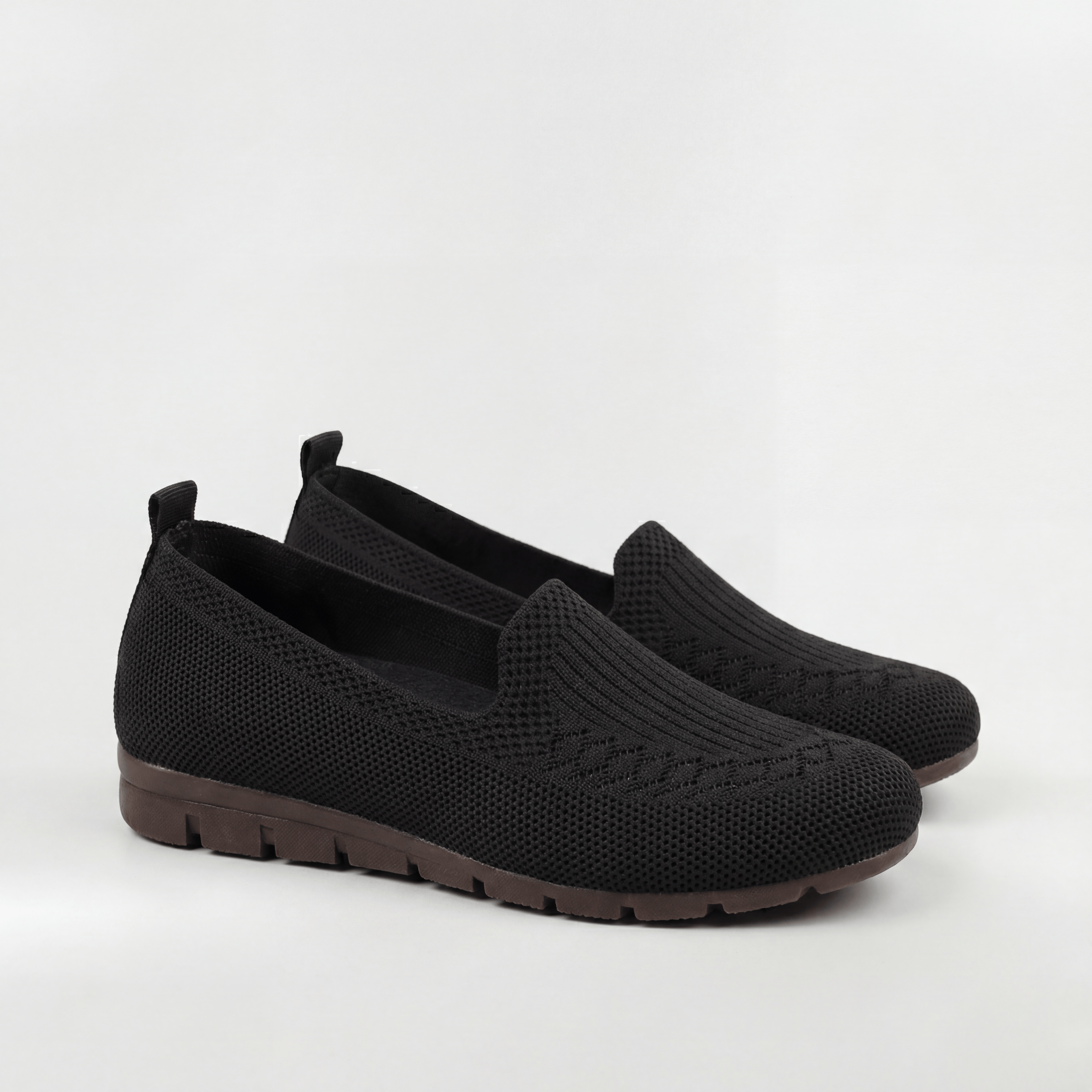 Women's Slip-On Loafers Mesh Upper Low Wedge Heel Pull Tab