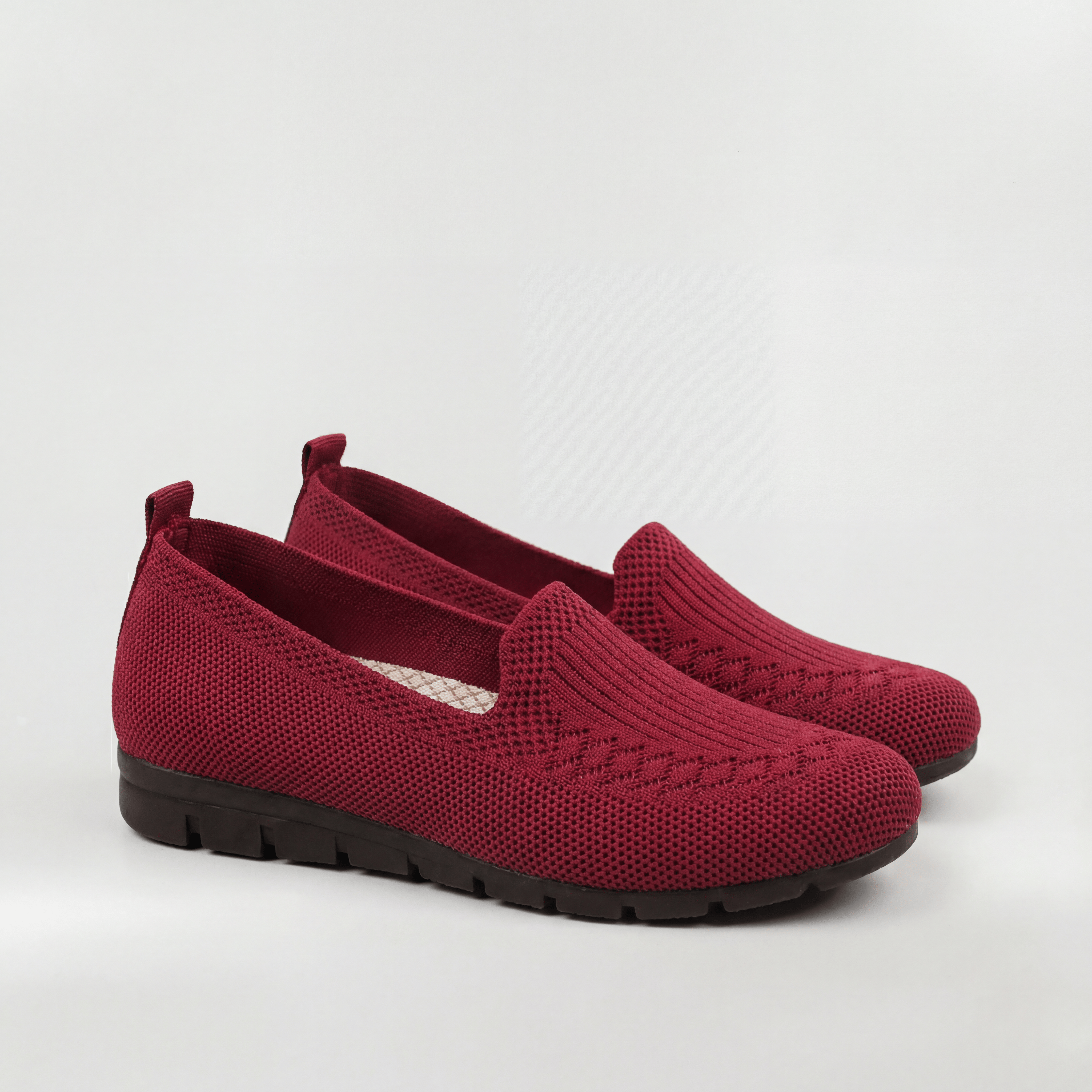 Women's Slip-On Loafers Mesh Upper Low Wedge Heel Pull Tab
