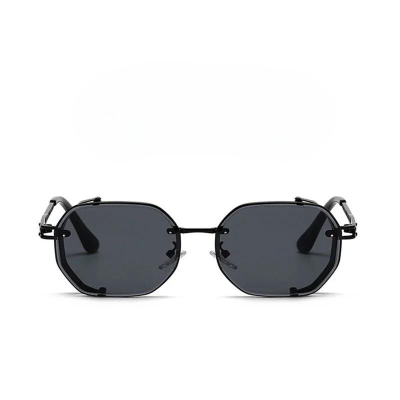 Men’s Steampunk-Inspired Sunglasses with Vintage Metal Accents and Round Frames