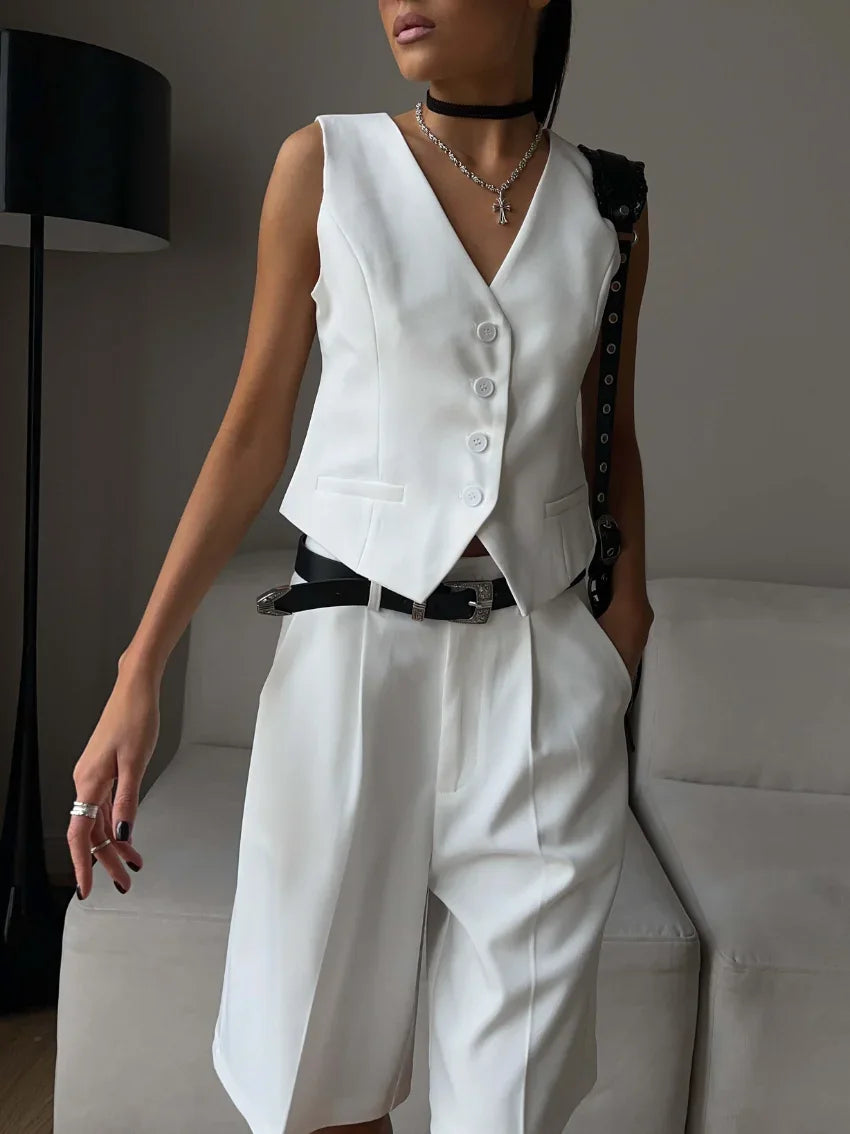 Evangeline | Elegant Tailored Vest Going Out Sets