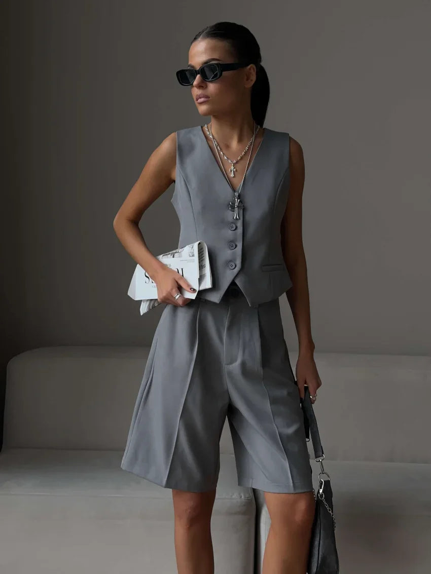 Evangeline | Elegant Tailored Vest Going Out Sets
