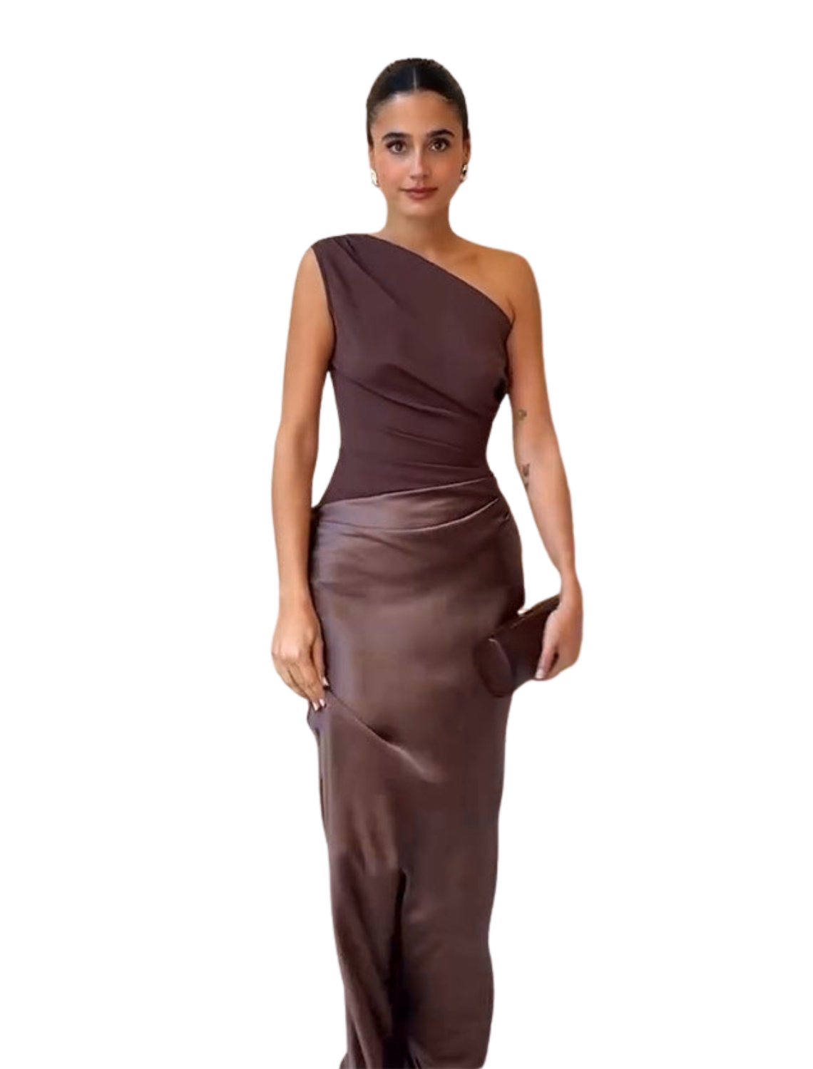 Women’s One-Shoulder Maxi Dress with Draped Waist