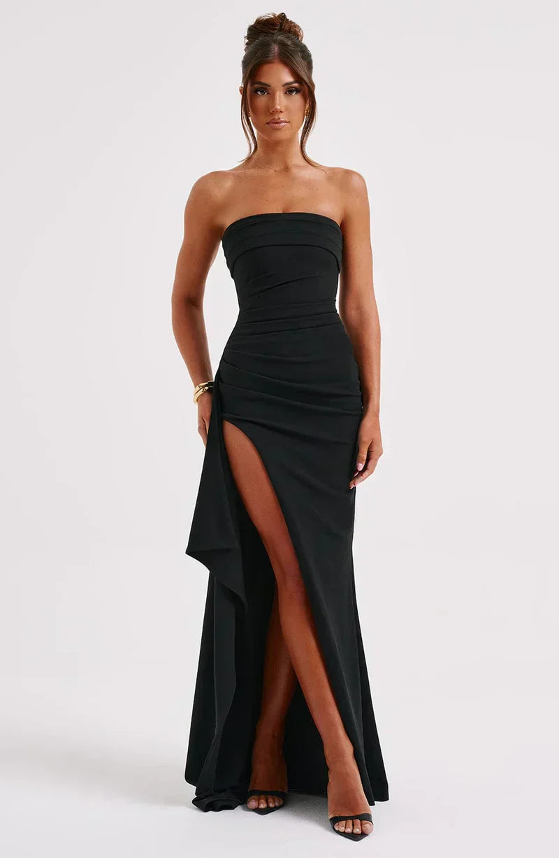 Women’s Strapless Maxi Dress with Side Slit