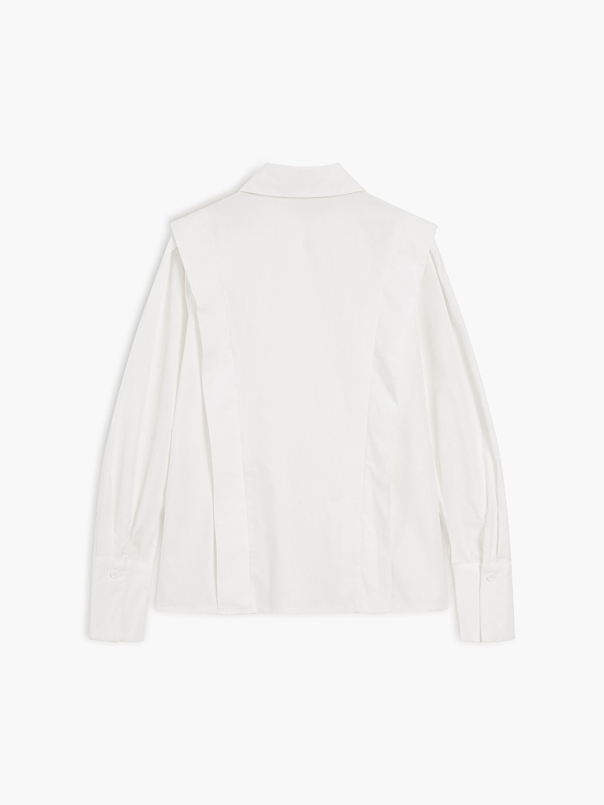 Women’s Structured Button Down Shirt with Defined Shoulders and Sharp Collar