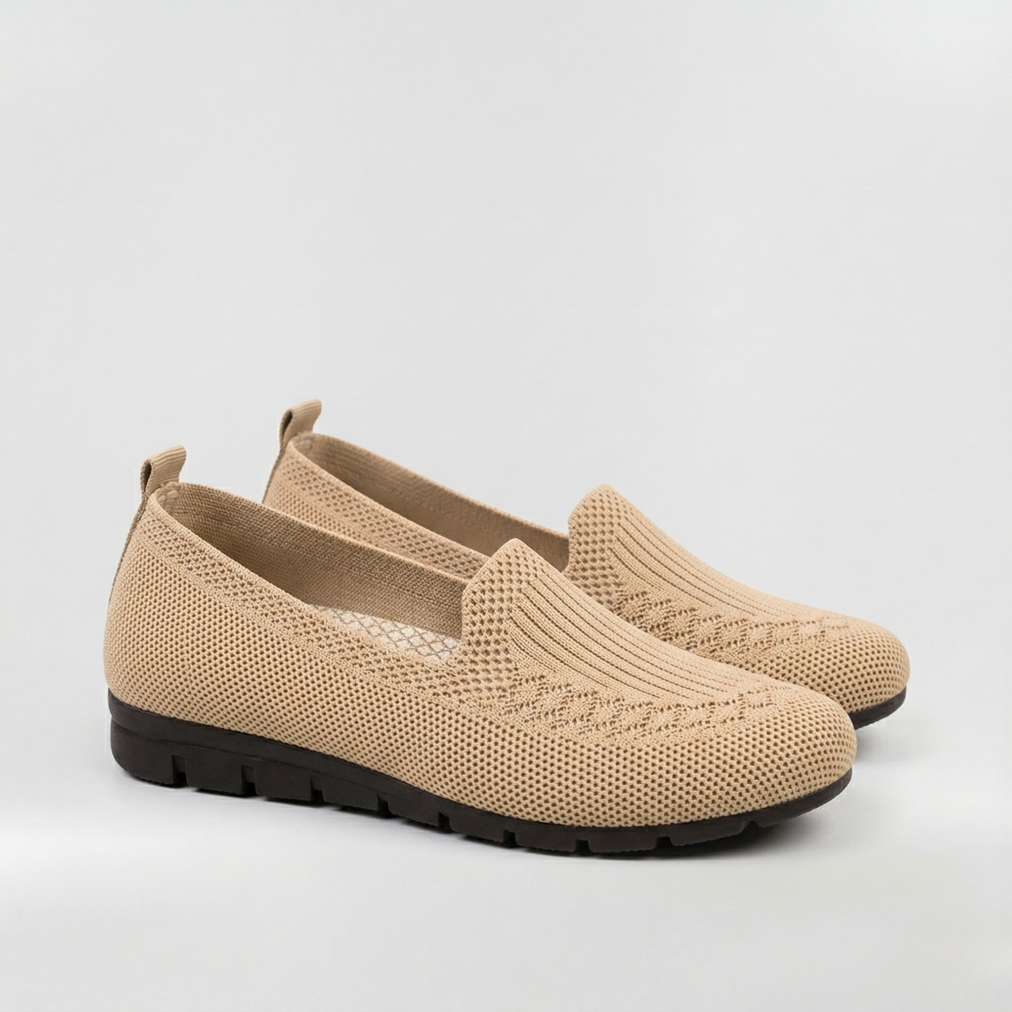 Women's Slip-On Loafers Mesh Upper Low Wedge Heel Pull Tab