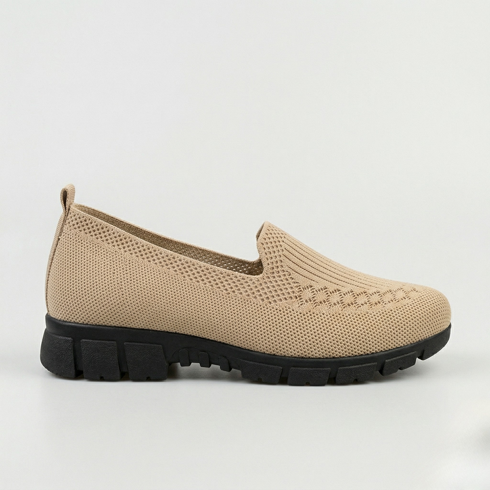 Women's Slip-On Loafers Mesh Upper Low Wedge Heel Pull Tab