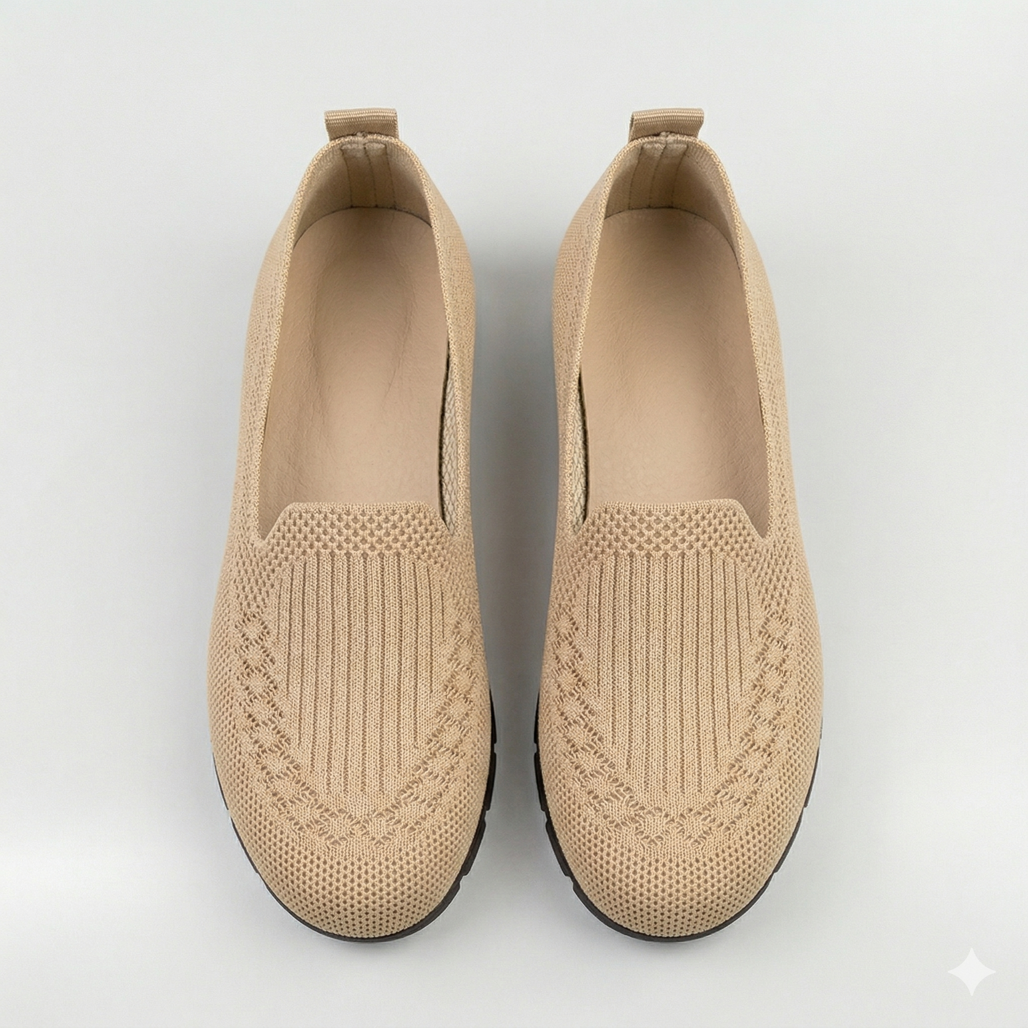 Women's Slip-On Loafers Mesh Upper Low Wedge Heel Pull Tab