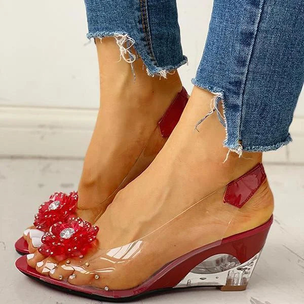 Elowen | Clear Wedge Sandals Slingback