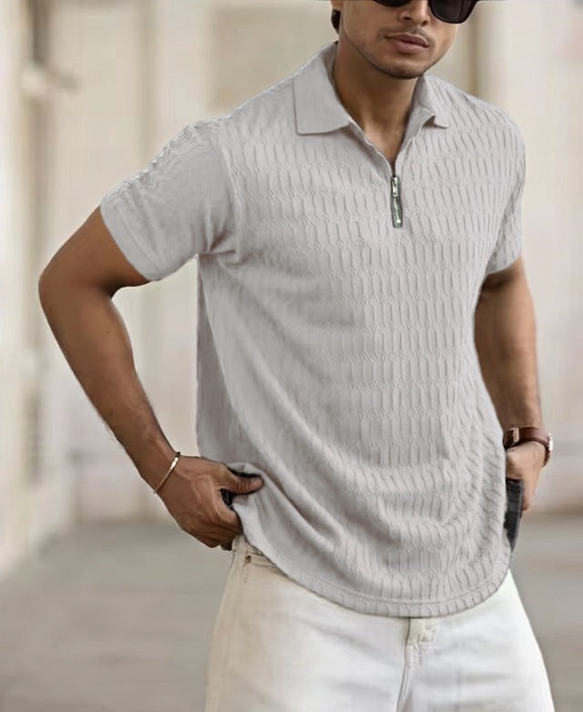 Maxim | Men's Classic Cable Knit Quarter Zip Polo