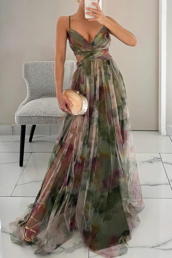 Chloe | Romantic Tie Dye Wrap Maxi Dress
