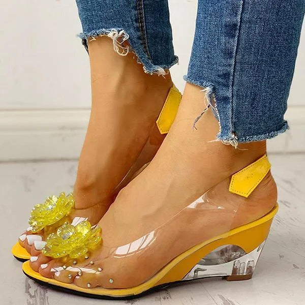 Elowen | Clear Wedge Sandals Slingback