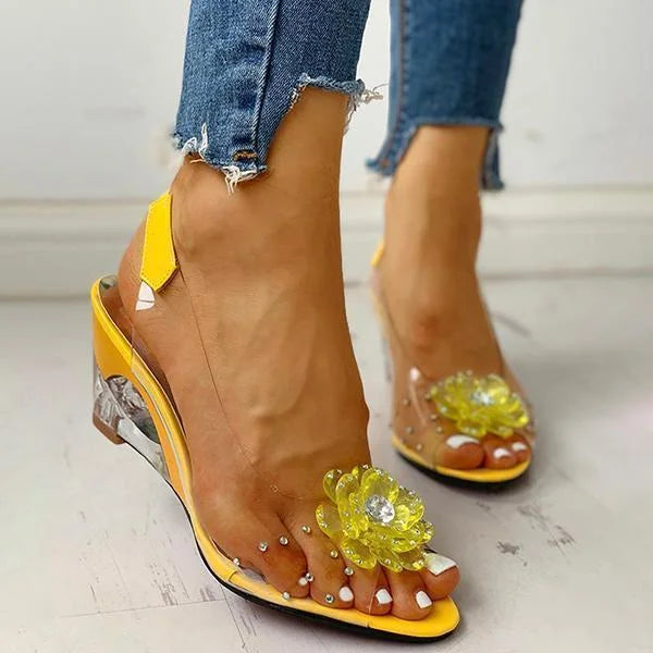 Elowen | Clear Wedge Sandals Slingback