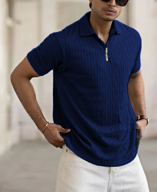 Maxim | Men's Classic Cable Knit Quarter Zip Polo