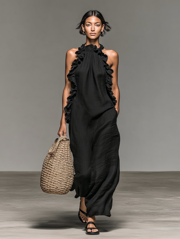 Ophelia | Linen Halter Maxi Dress