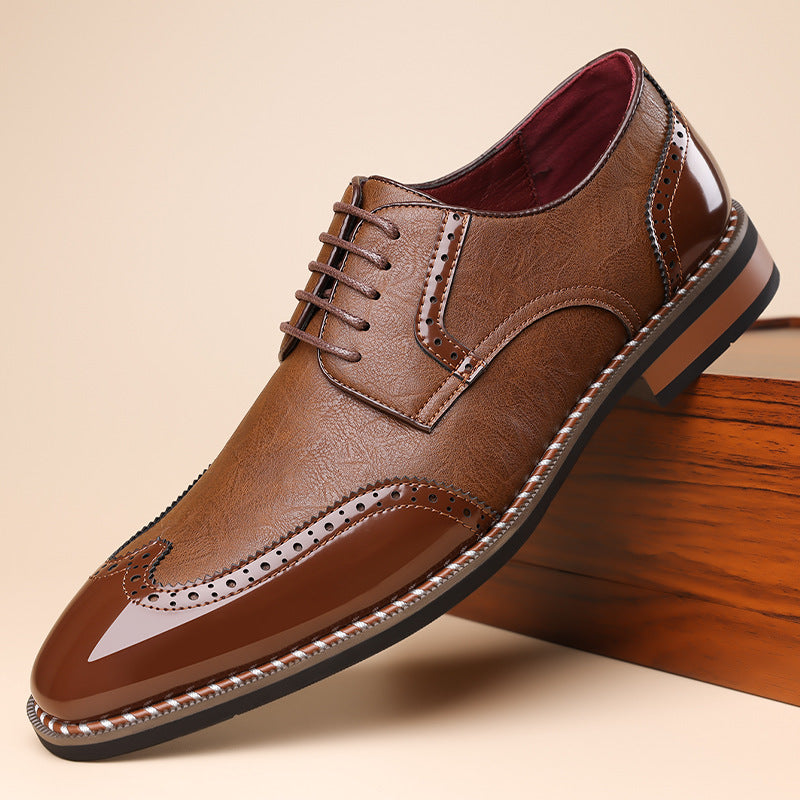 Harland | Men's Two-Tone Patent Leather Derby Brogues