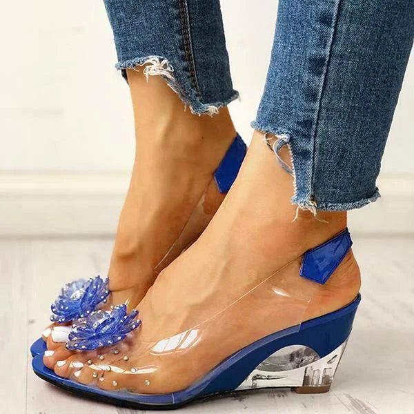Elowen | Clear Wedge Sandals Slingback