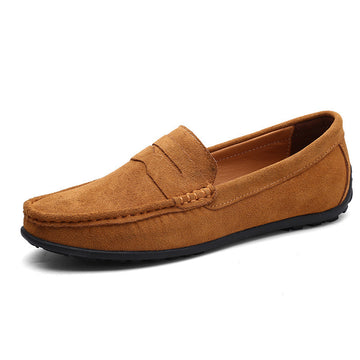 Men's Suede Penny Loafers - Moc Toe Rubber Sole