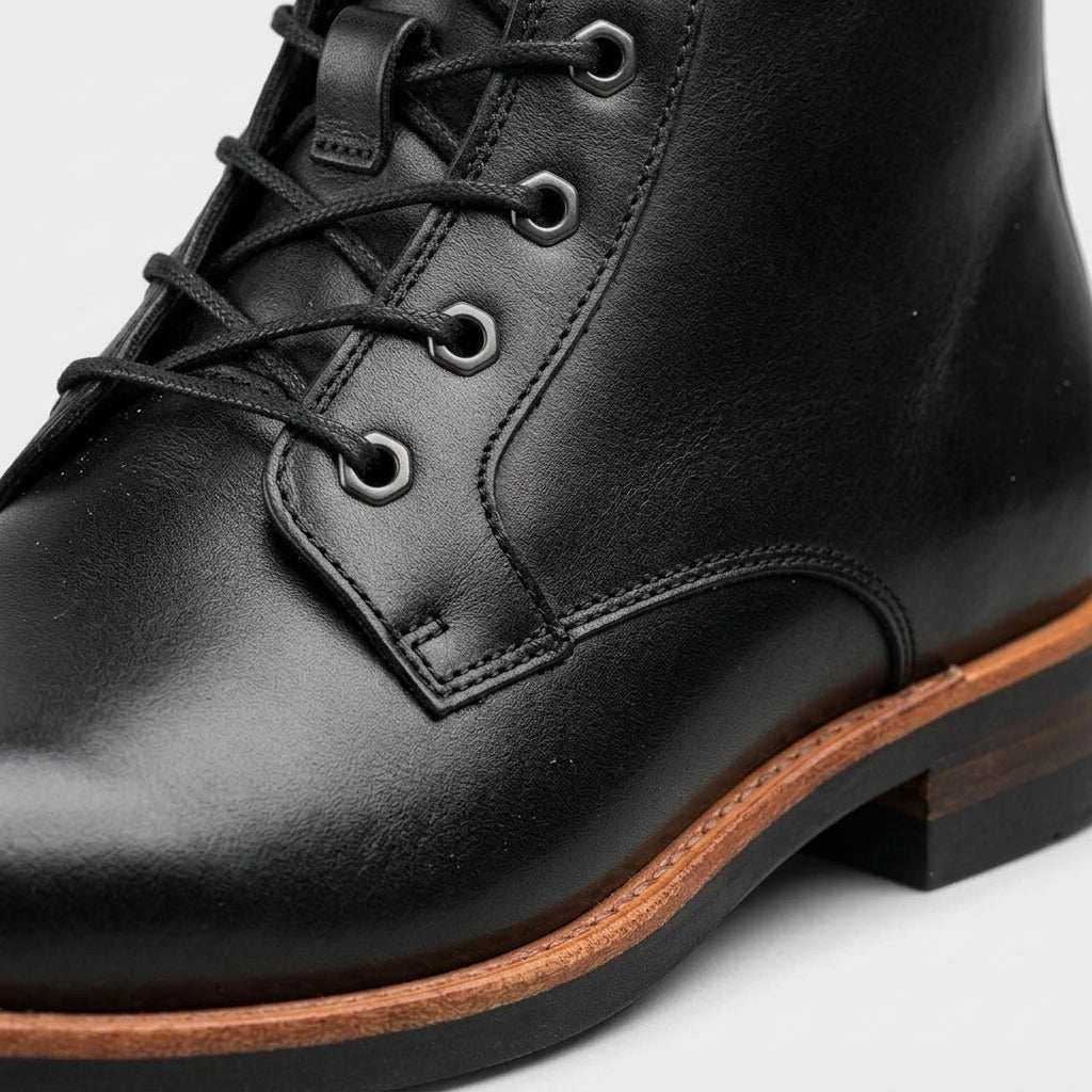 Men's Ankle Boots Lace-Up Round Toe Low Block Heel