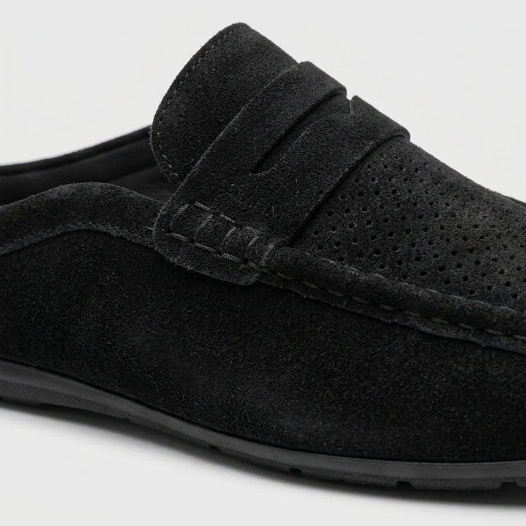 Men's Suede Perforated Driving Loafers - Moc Toe