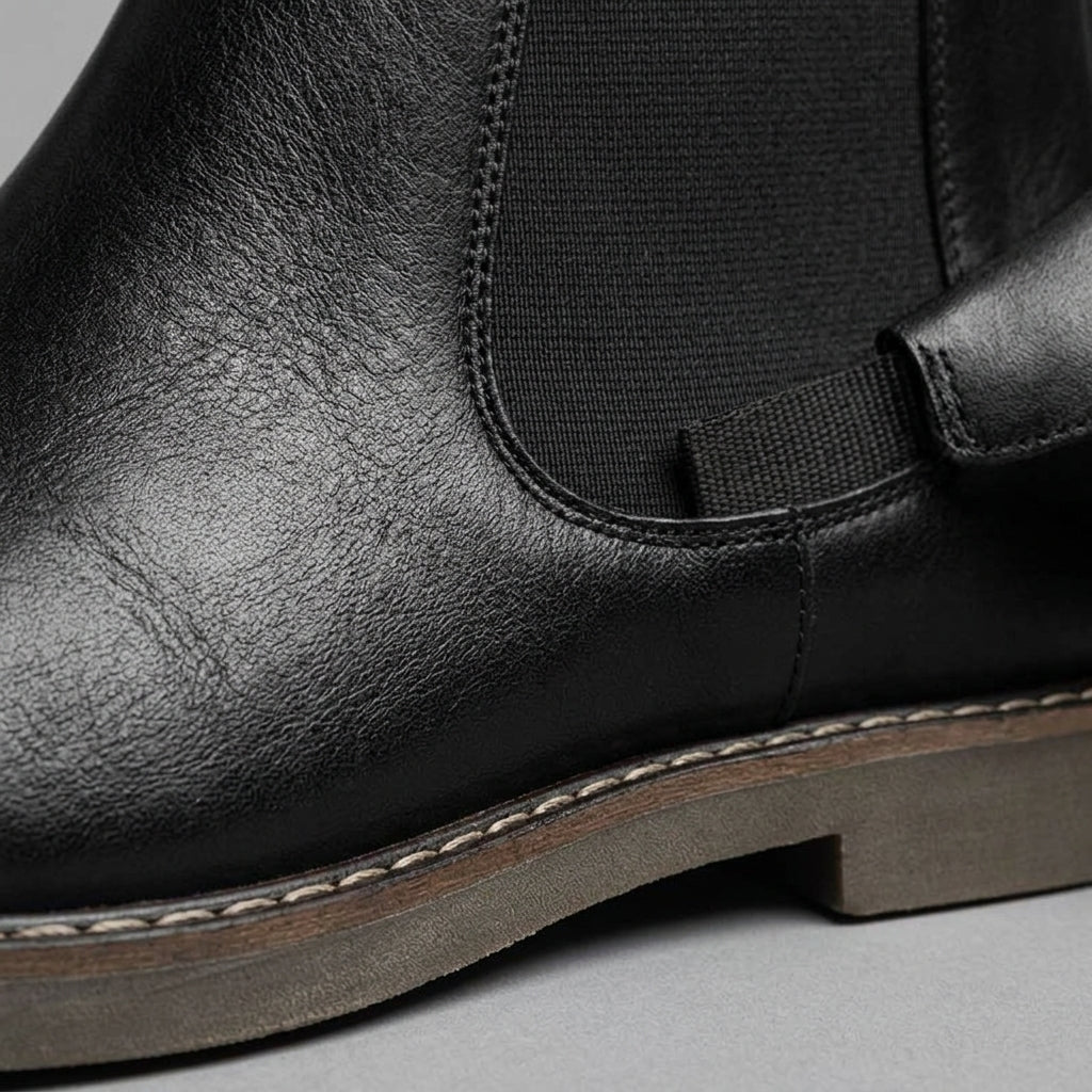 Men's Chelsea Boots Leather Ankle Elastic Gusset Pull Tab