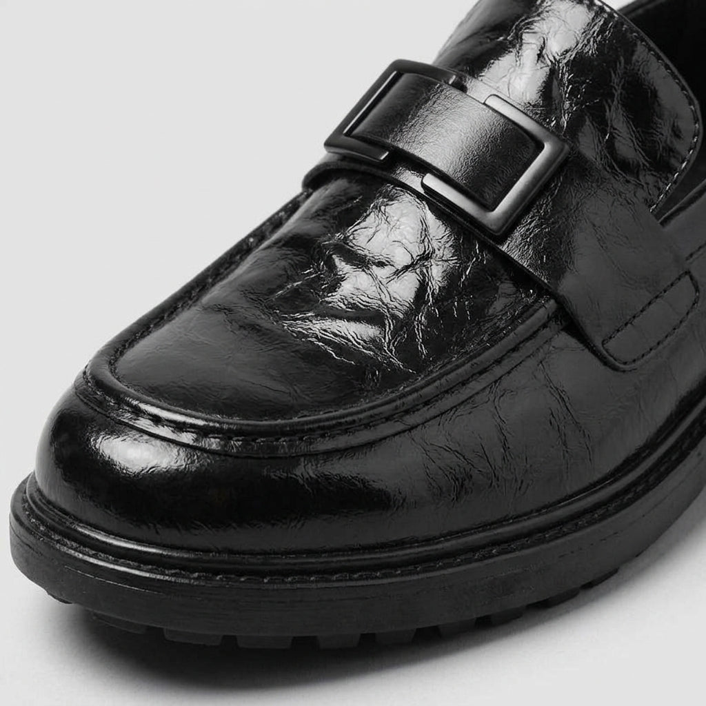 Men's Penny Loafers - Patent Leather - Slip-On - Low Heel