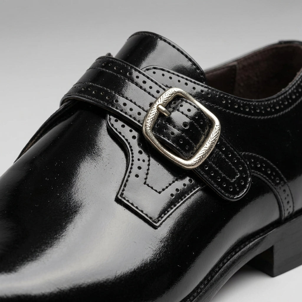 Men's Monk Strap Shoes - Pointed Toe Buckle Fastening