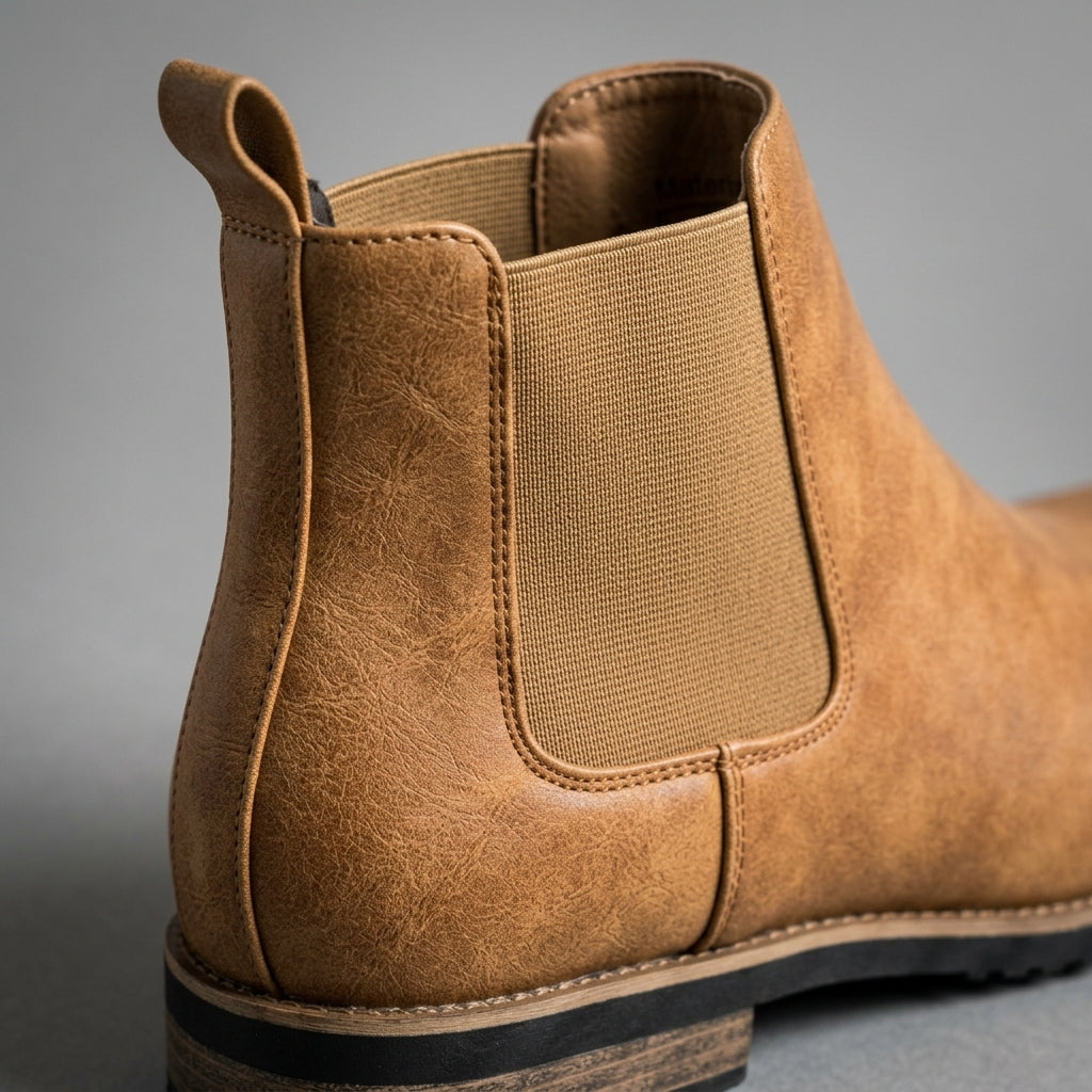 Men's Ankle Boots Chelsea Style - Elasticated Gussets Low Heel