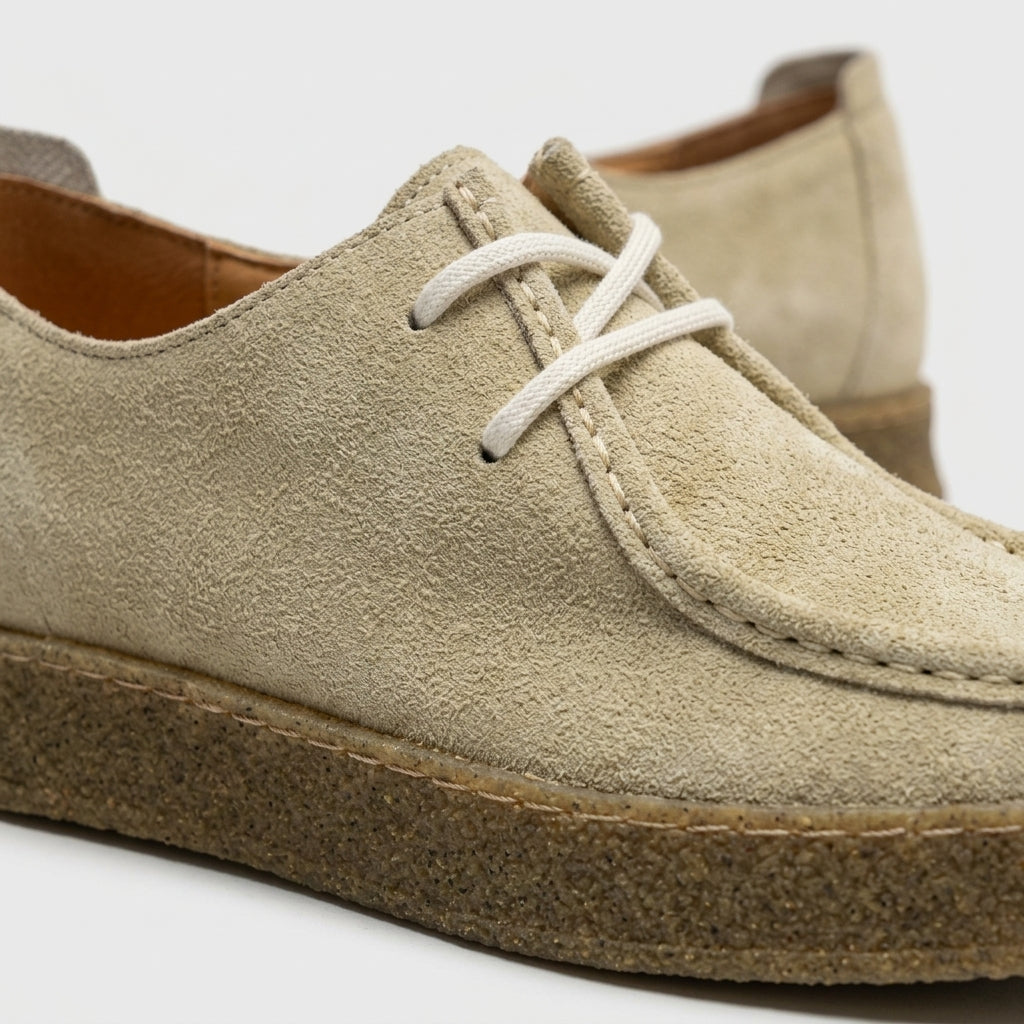 Men's Suede Lace-Up Moc Toe Shoes - Crepe Sole - Flat