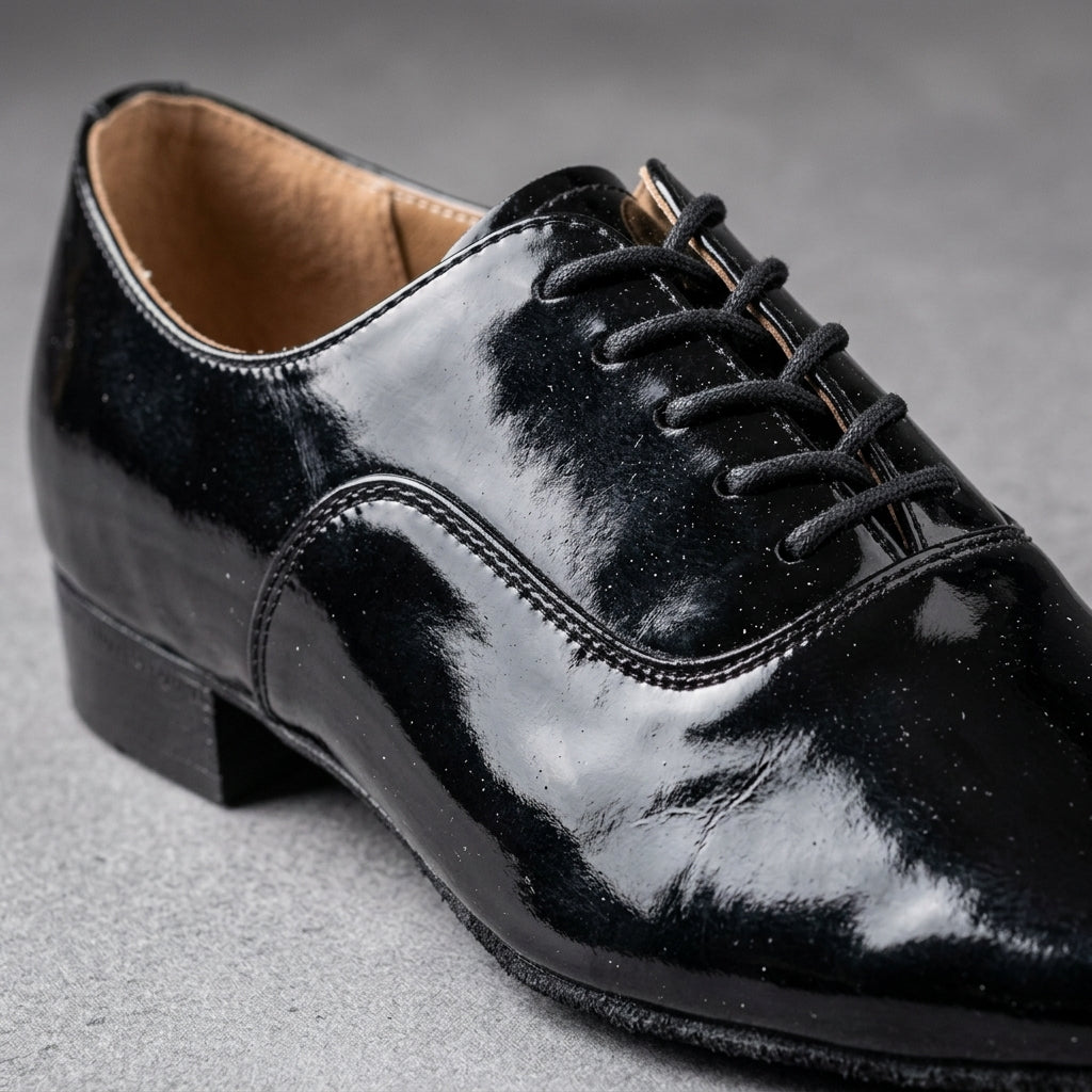 Men's Oxford Shoes Lace-Up Round Toe Low Block Heel Dance