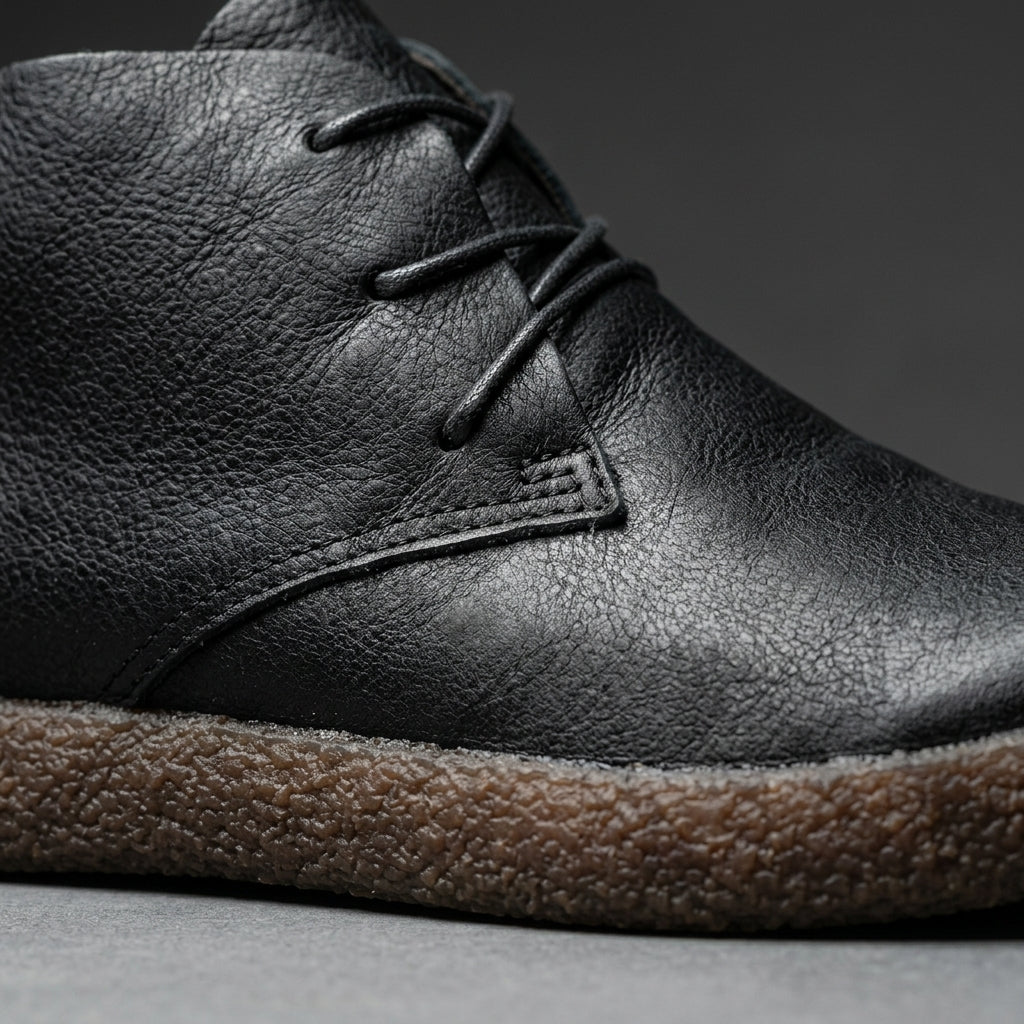 Men's Chukka Boots - Lace-Up - Platform Sole - Leather Upper