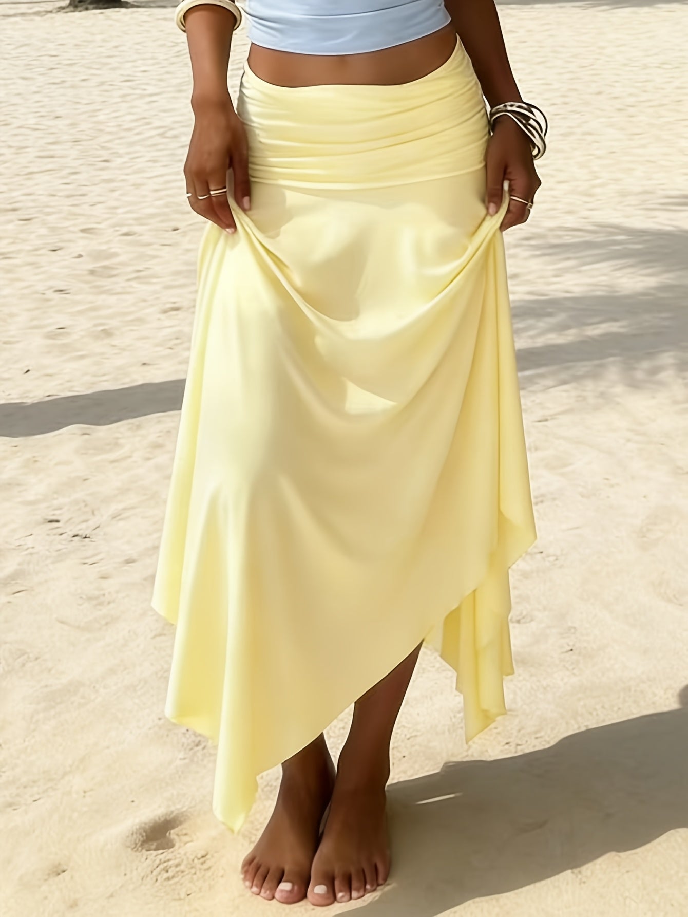 Celestria | Elegant Asymmetric Ruffle Maxi Skirt