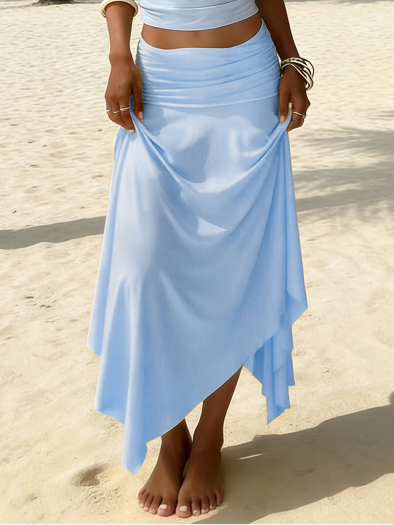 Celestria | Elegant Asymmetric Ruffle Maxi Skirt