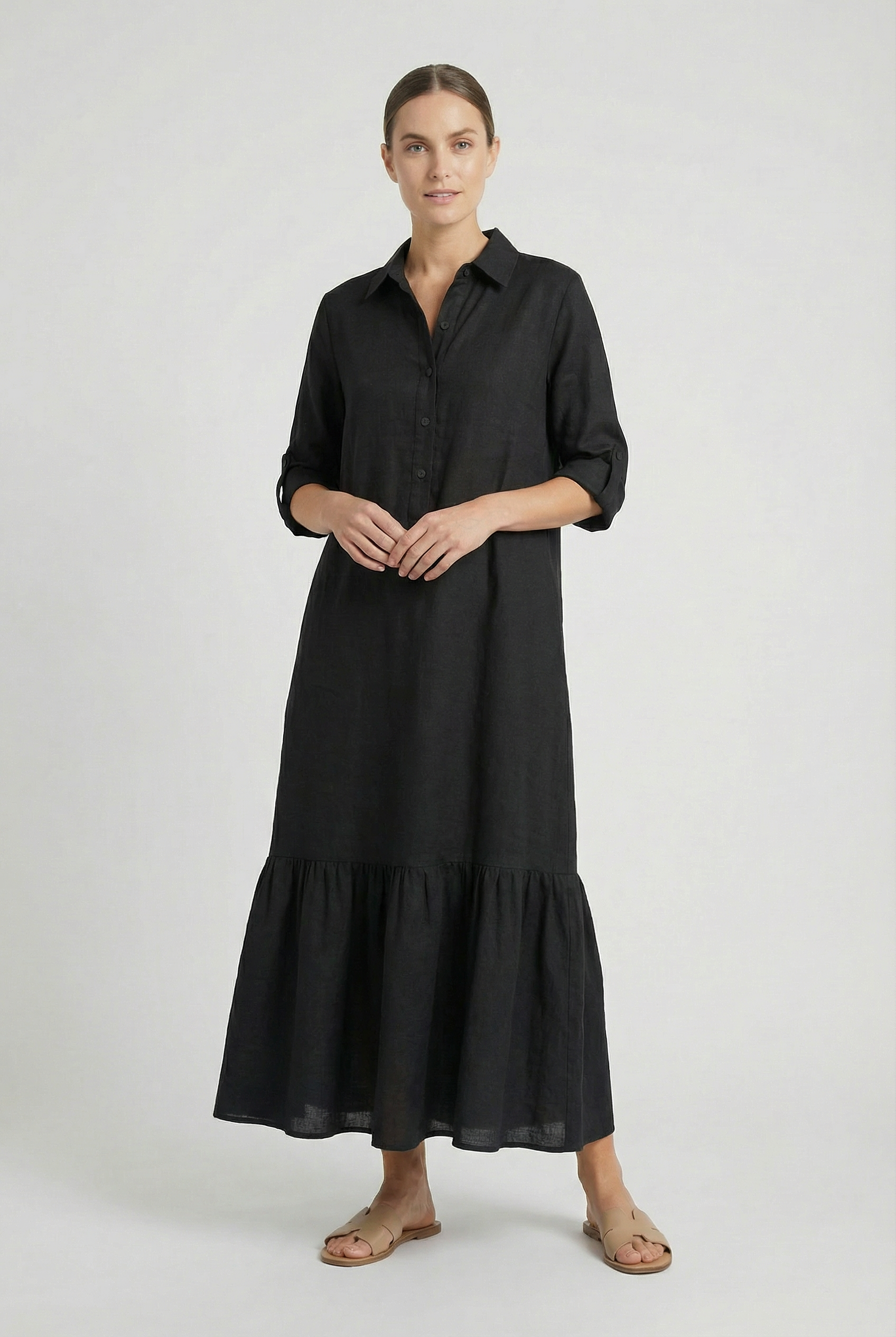 Clarissa | Effortless Tiered Shirt Maxi Dress